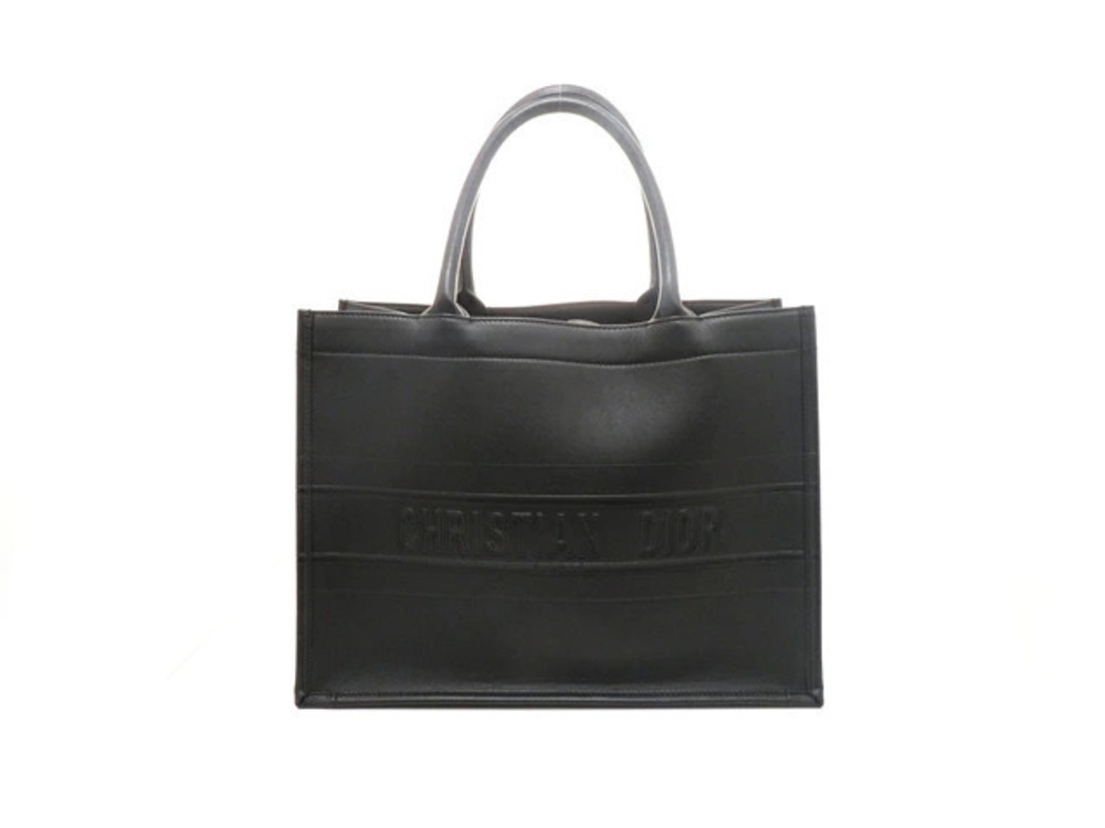 Christian Dior Book Tote Bag Black Calfskin